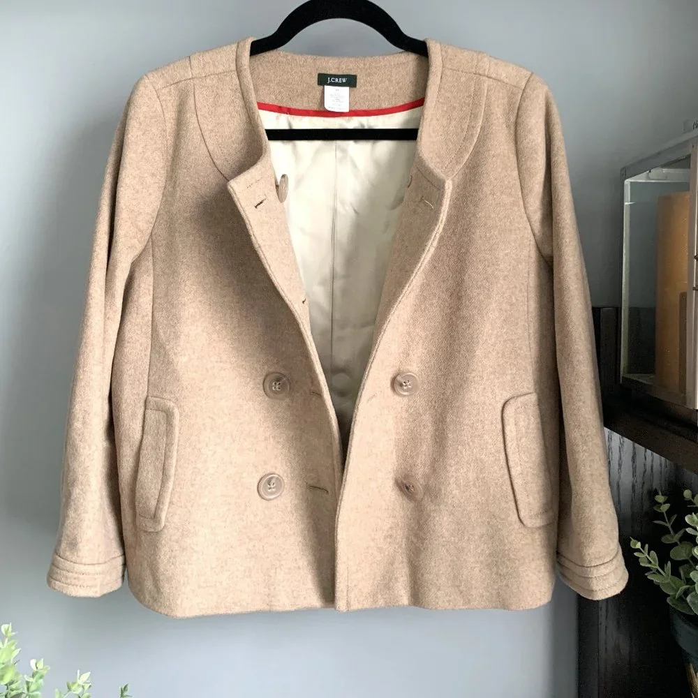 J. Crew Pippa Wool Blazer Peacoat (Beige) 10